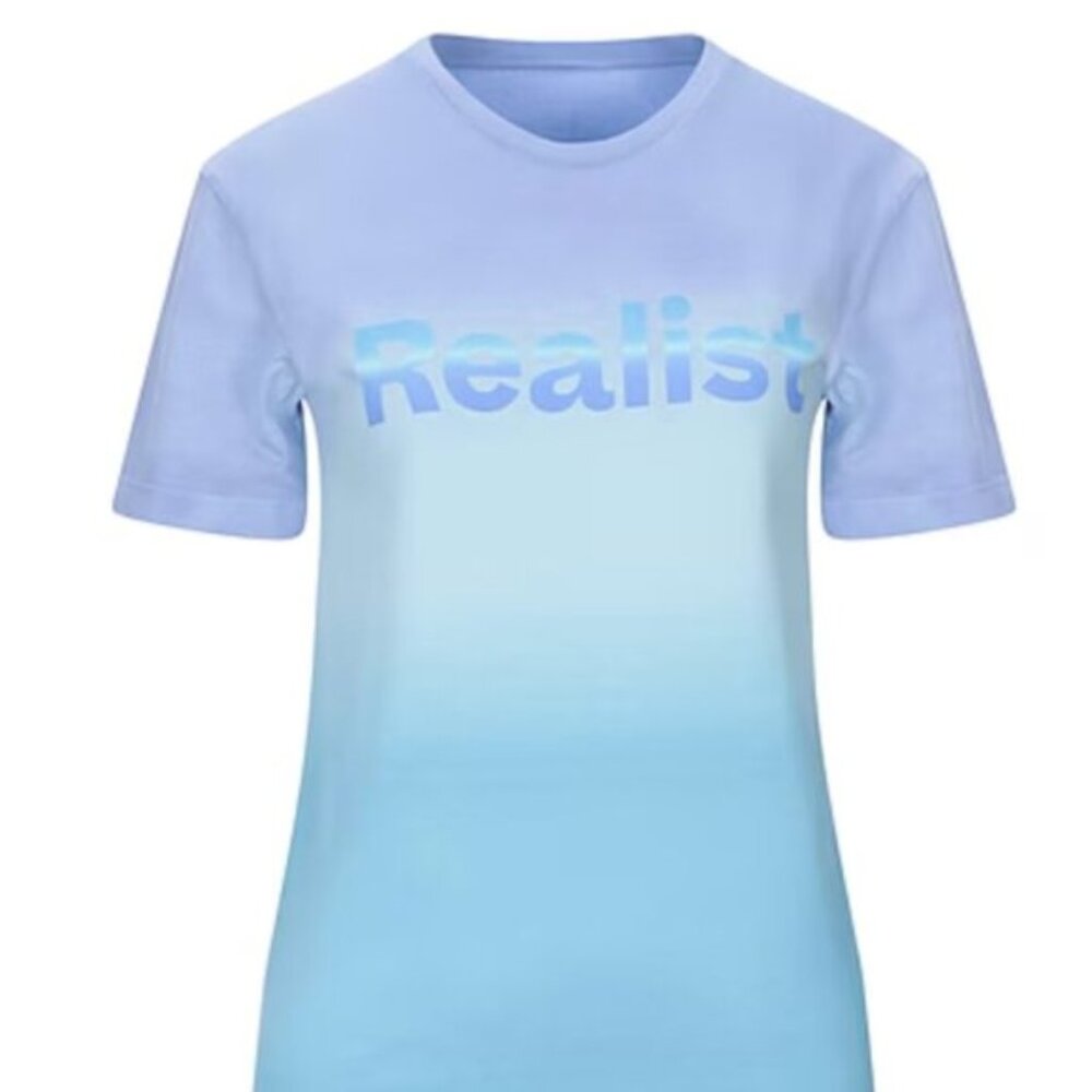 Rabanne x Peter Saville cotton Realist t shirt in a blue and lilac gradient